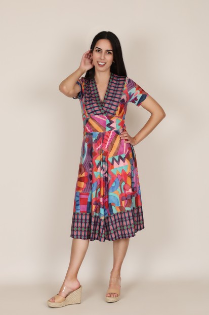 Knit Shirt Polka Dots Long Dress| M47 Modas Benidorm