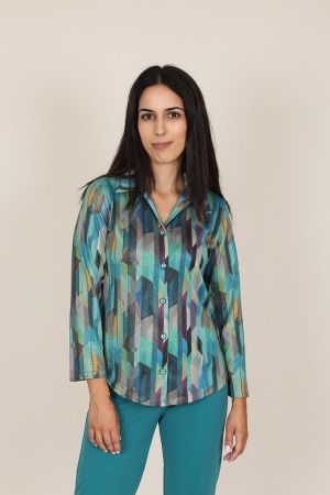 Camisa Estampada de Mujer| Camisa de punto Lurex| M47 Modas Benidorm