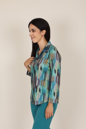 Camisa Estampada de Mujer| Camisa de punto Lurex| M47 Modas Benidorm