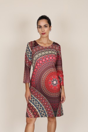 Midi Dress Flared Cut Seventies Print| M47 Modas Benidorm