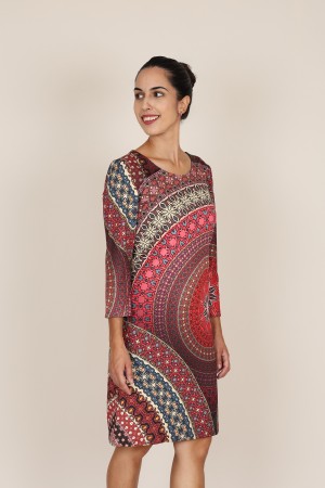 Midi Dress Flared Cut Seventies Print| M47 Modas Benidorm