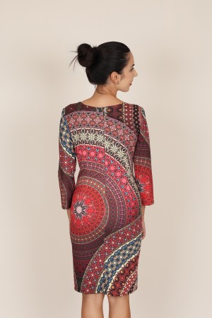 Midi Dress Flared Cut Seventies Print| M47 Modas Benidorm