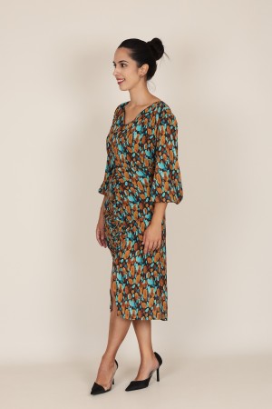 Midi Dress Flared Cut Seventies Print| M47 Modas Benidorm