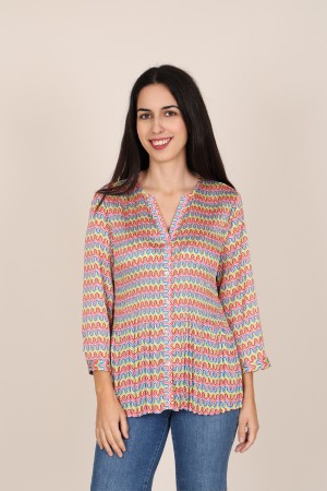 Blusa Plisada| Estampado Misonni| M47 Modas Benidorm