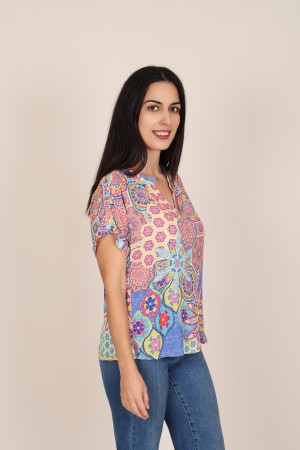 Sleevless Printed Multicolored Blouse| M47 Modas Benidorm