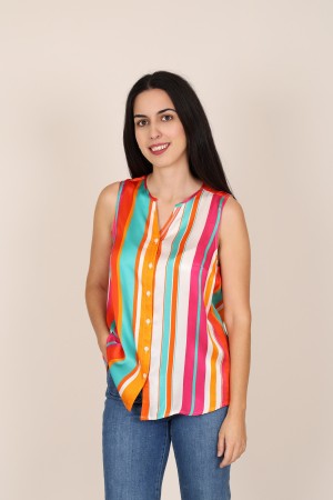 Sleevless Printed Multicolored Blouse| M47 Modas Benidorm