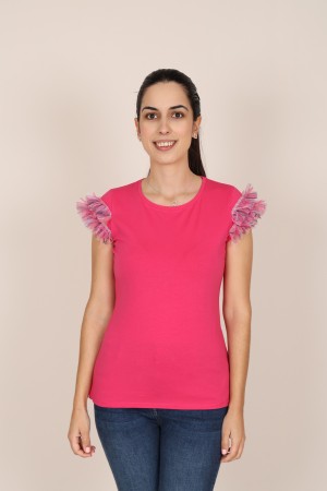 T-Shirt Lace & Plumeti Round-neckline| M47 Modas Benidorm