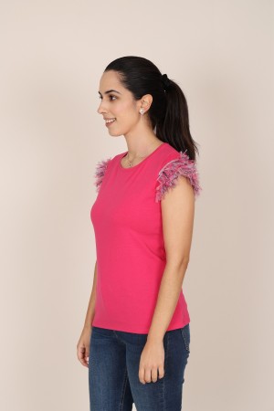 T-Shirt Lace & Plumeti Round-neckline| M47 Modas Benidorm