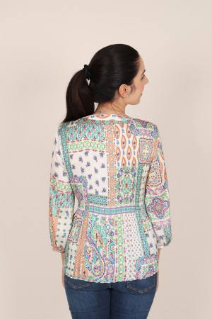 Pleated Shirt Floral Print| M47 Modas Benidorm