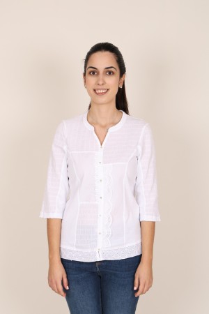 Camisa Blanca de Mujer| Camisa Romántica| M47 Modas Benidorm