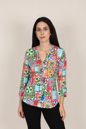 Sleevless Printed Multicolored Blouse| M47 Modas Benidorm