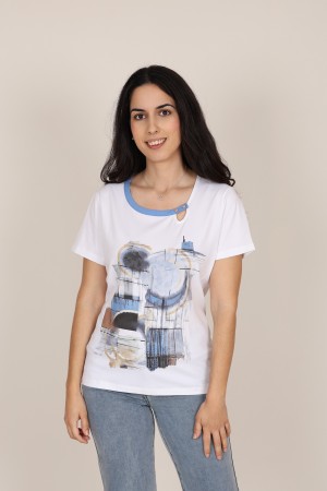 Oversize Print V-neck T-shirt| M47 Modas Benidorm