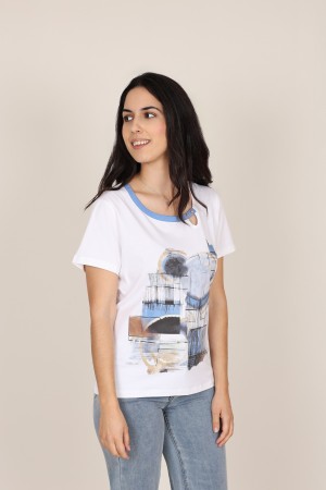 Oversize Print V-neck T-shirt| M47 Modas Benidorm