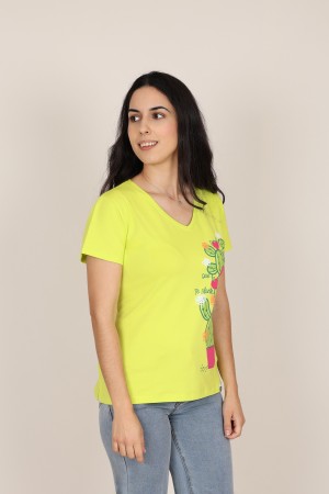 Oversize Print V-neck T-shirt| M47 Modas Benidorm