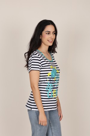 Oversize Print V-neck T-shirt| M47 Modas Benidorm