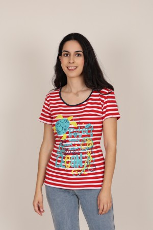 Oversize Print V-neck T-shirt| M47 Modas Benidorm