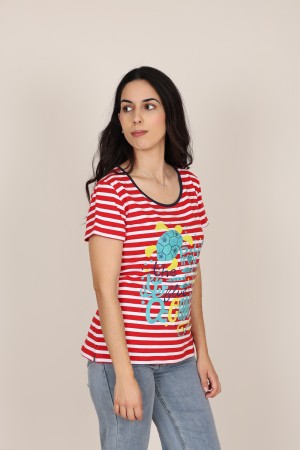 Oversize Print V-neck T-shirt| M47 Modas Benidorm