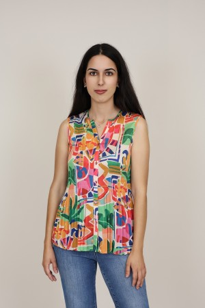 Pleated Shirt Floral Print| M47 Modas Benidorm