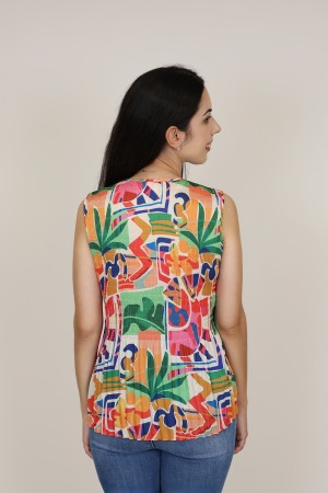 Pleated Shirt Floral Print| M47 Modas Benidorm