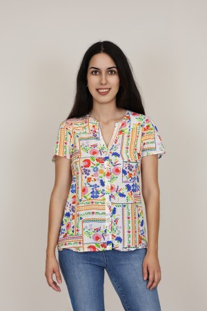 Flowing Printed Multicolored Blouse| M47 Modas Benidorm