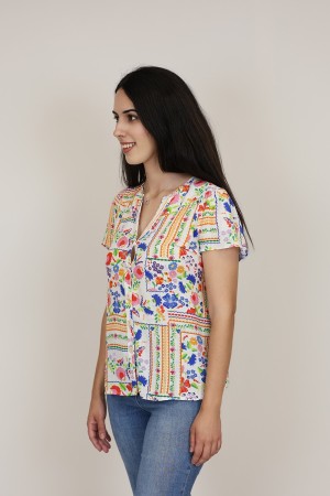 Flowing Printed Multicolored Blouse| M47 Modas Benidorm