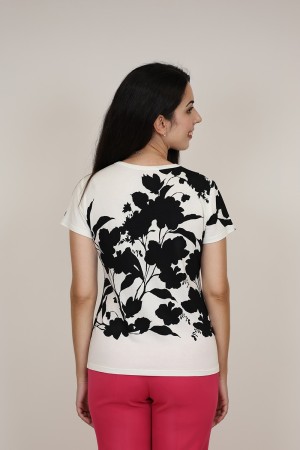 Silk-effect knit T-shirtl Toscana print| M47 Modas Benidorm