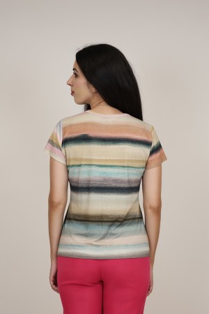 Silk-effect knit T-shirtl Toscana print| M47 Modas Benidorm