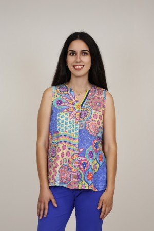 Sleevless Printed Multicolored Blouse| M47 Modas Benidorm