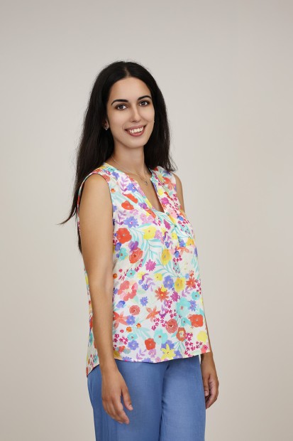 Sleevless Printed Multicolored Blouse| M47 Modas Benidorm
