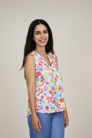 Sleevless Printed Multicolored Blouse| M47 Modas Benidorm