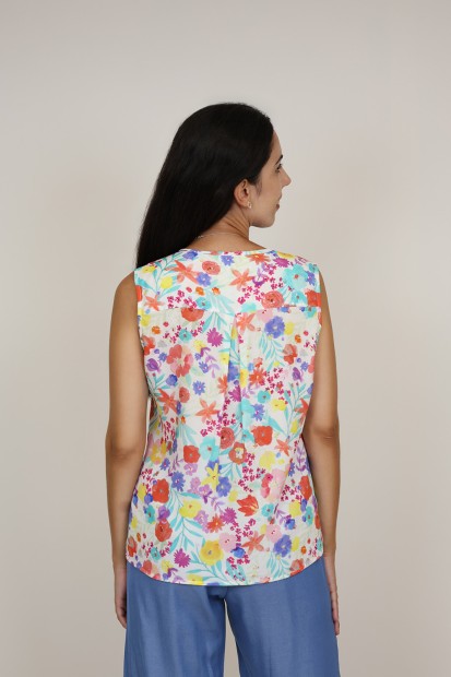 Sleevless Printed Multicolored Blouse| M47 Modas Benidorm