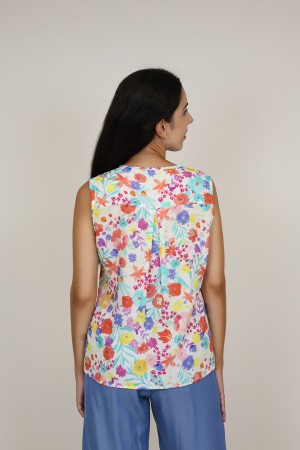 Sleevless Printed Multicolored Blouse| M47 Modas Benidorm