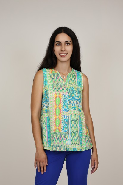 Sleevless Printed Multicolored Blouse| M47 Modas Benidorm