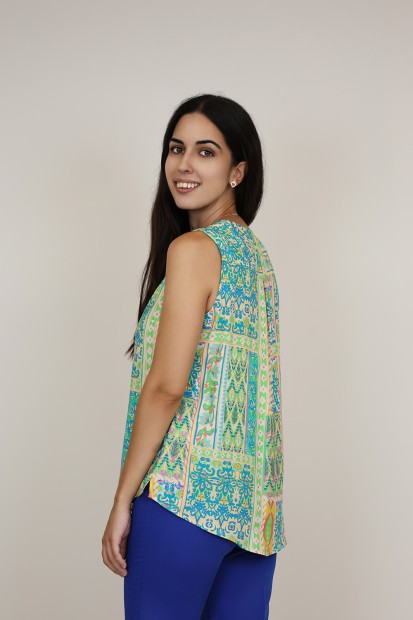 Sleevless Printed Multicolored Blouse| M47 Modas Benidorm