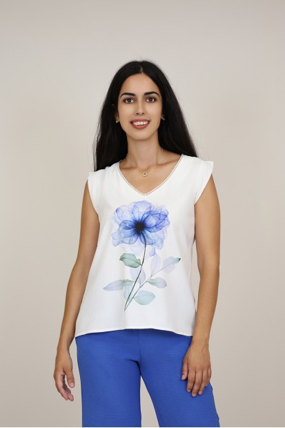 Blusas y Tops | Blusa Estampada Flor| M47 Modas Benidorm