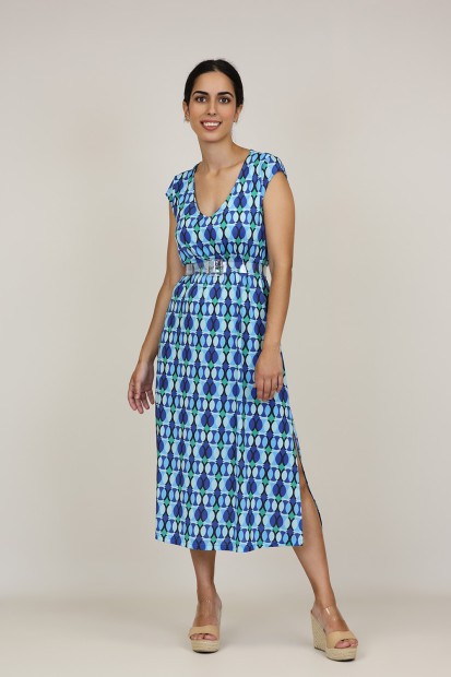 Vestido Maxi Estampado| Vestido Punto|  M47 Modas Benidorm