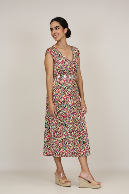Vestido Maxi Estampado| Vestido Punto|  M47 Modas Benidorm