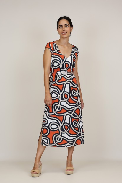Vestido Maxi Estampado| Vestido Punto|  M47 Modas Benidorm
