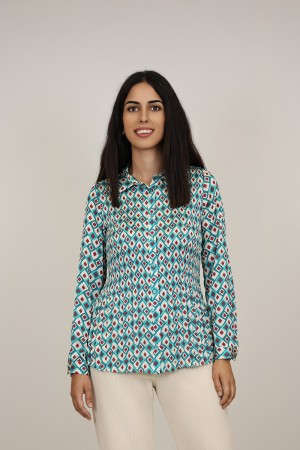 Pleated Shirt Floral Print| M47 Modas Benidorm