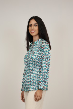 Pleated Shirt Floral Print| M47 Modas Benidorm