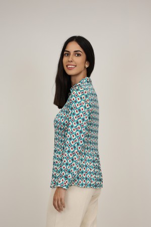 Pleated Shirt Floral Print| M47 Modas Benidorm