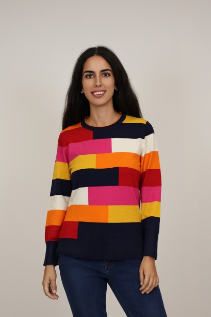 Knitted sweater Stripes & Animal Print| M47 Modas Benidorm