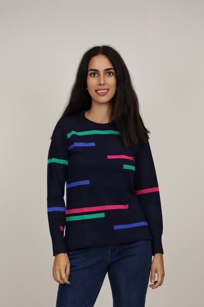 Knitted sweater Stripes & Animal Print| M47 Modas Benidorm