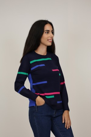 Knitted sweater Stripes & Animal Print| M47 Modas Benidorm