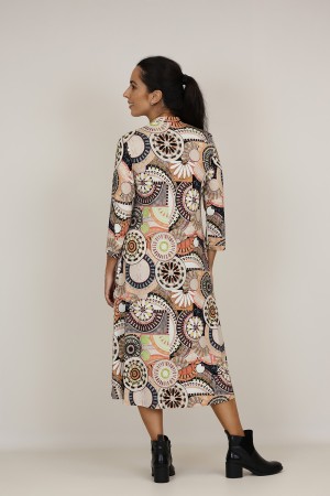 Midi Dress Flared Cut Seventies Print| M47 Modas Benidorm