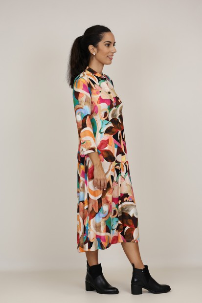 Midi Dress Flared Cut Seventies Print| M47 Modas Benidorm