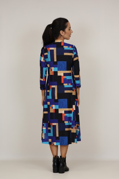 Midi Dress Flared Cut Seventies Print| M47 Modas Benidorm