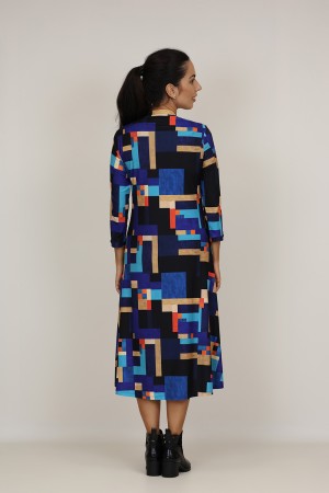 Midi Dress Flared Cut Seventies Print| M47 Modas Benidorm