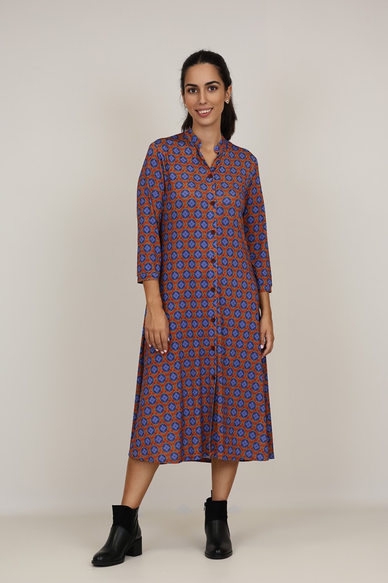 Midi Dress Flared Cut Seventies Print| M47 Modas Benidorm Midi Dress Flared Cut Seventies Print| M47 Modas Benidorm