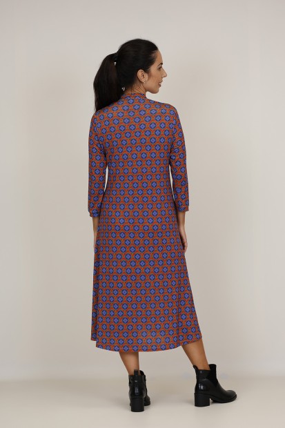 Midi Dress Flared Cut Seventies Print| M47 Modas Benidorm
